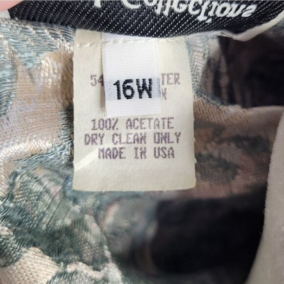 VINTAGE 80s does Victorian blazer metallic tapestry floral jacket 16W - Picture 11 of 15